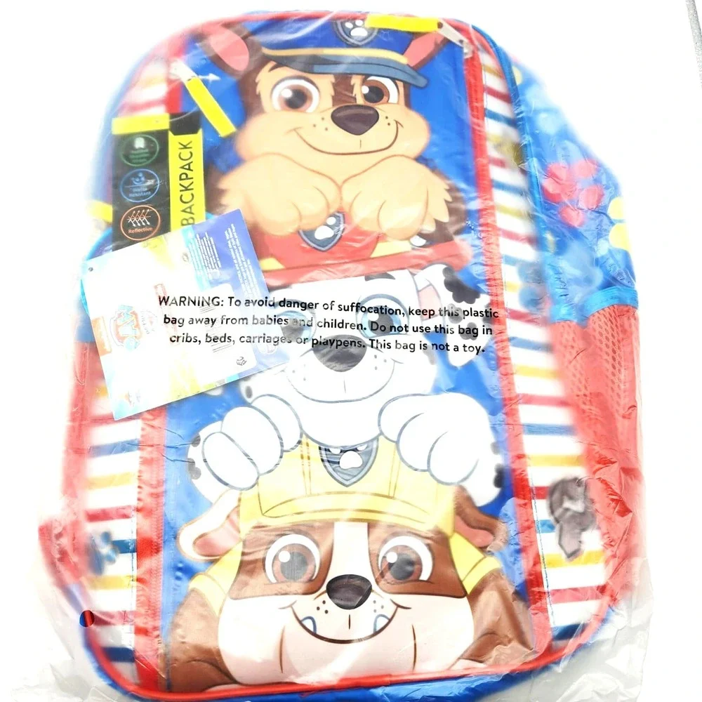 Paw Patrol Nickelodeon 17in‎ Kids Backpack Blue Striped Boys School Bag NWT